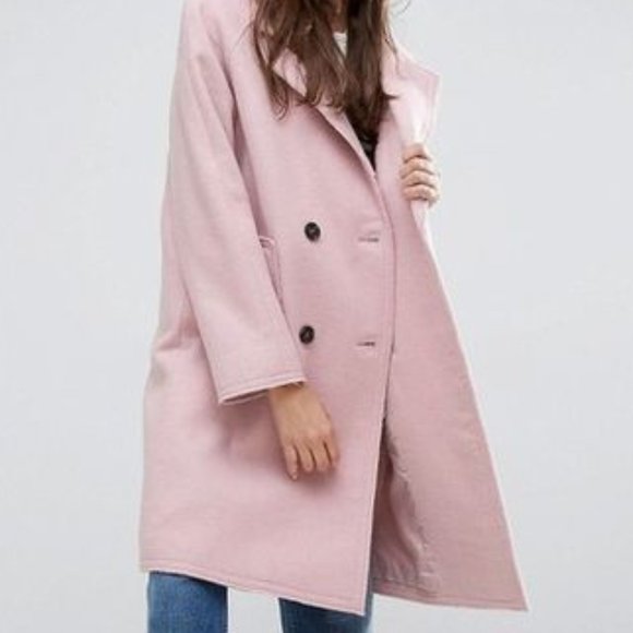 NWT ASOS Wool Blend Coat with Raw Edges - Picture 4 of 6